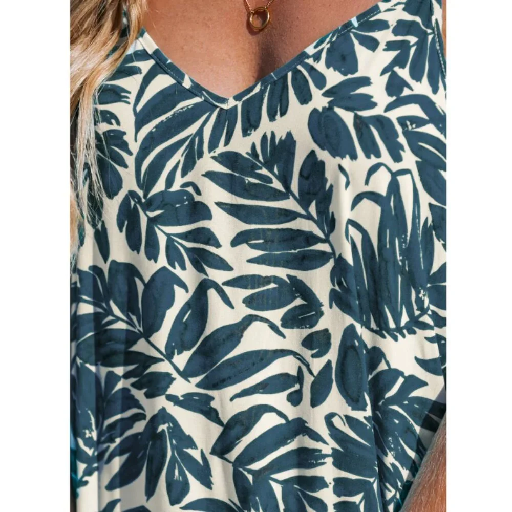 Cupshe Blue Tropical Sleeveless V-Neck Maxi Dress - Sz S - Picture 4 of 7